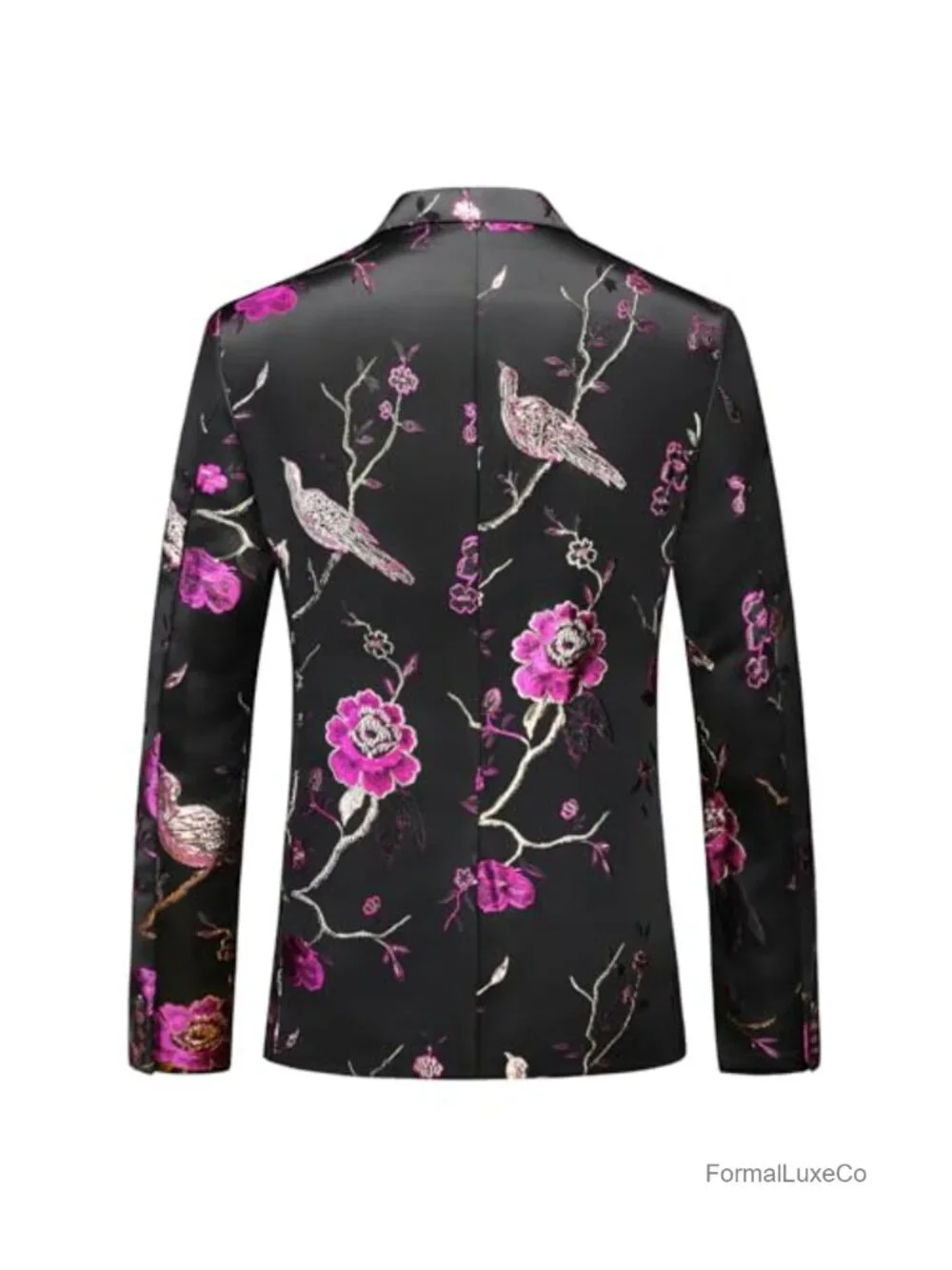 Men's Floral Jacquard Slim Fit Sport Coat Blazer One Button Notch Lapel